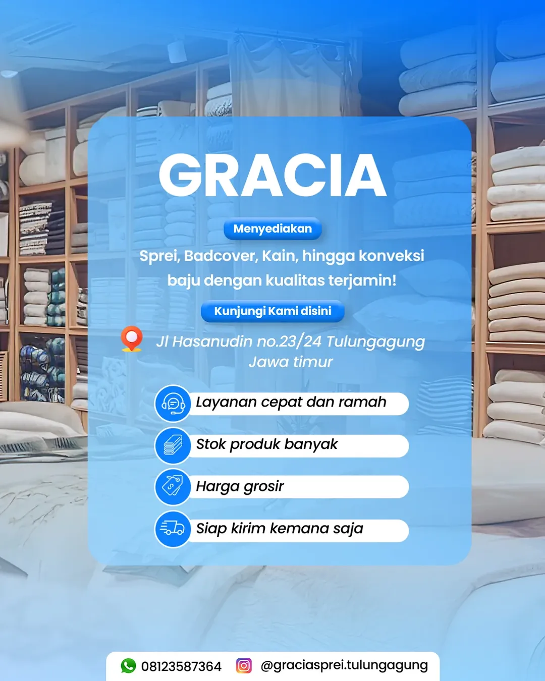 <p>Gracia menyediakan berbagai macam sprei, bedcov